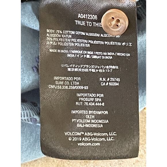 Volcom Men’s Sz Medium Woven Stackstone Classic Fit Blue Short Sleeve Button Up - Picture 9 of 10